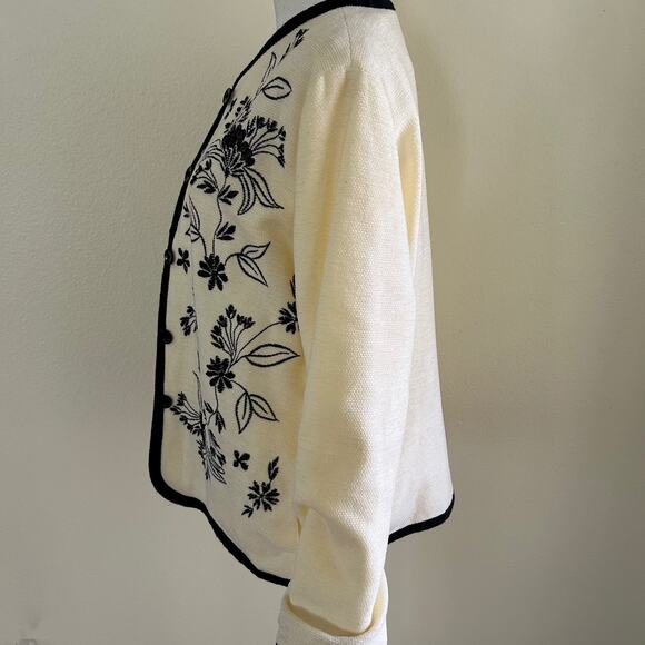 Vintage Gaff Jacket Embroidered Floral SZM Cream Black Lined - Picture 3 of 10